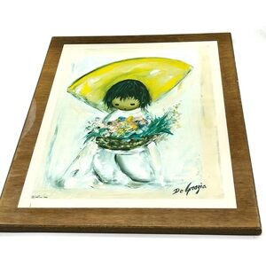 1964 MCM De Grazia Print “The Flower Boy” Professional Framed And Laminated